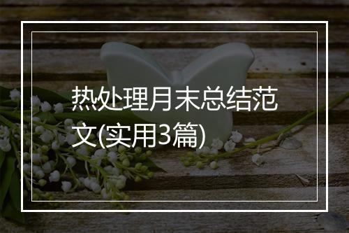 热处理月末总结范文(实用3篇)