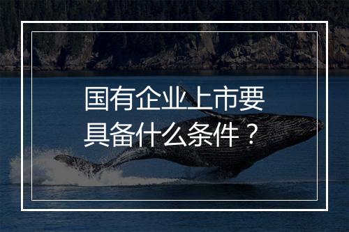 国有企业上市要具备什么条件？