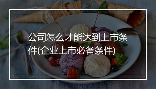公司怎么才能达到上市条件(企业上市必备条件)