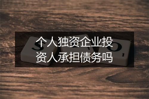 个人独资企业投资人承担债务吗