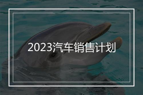 2023汽车销售计划