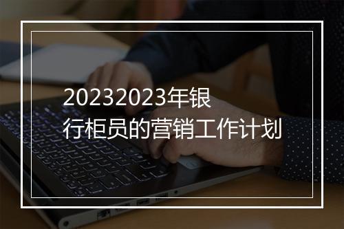 20232023年银行柜员的营销工作计划