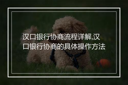 汉口银行协商流程详解,汉口银行协商的具体操作方法