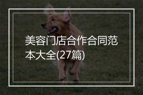 美容门店合作合同范本大全(27篇)