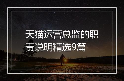 天猫运营总监的职责说明精选9篇