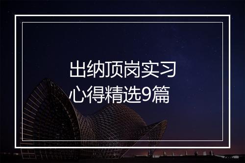 出纳顶岗实习心得精选9篇