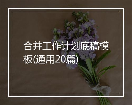 合并工作计划底稿模板(通用20篇)