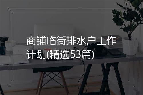 商铺临街排水户工作计划(精选53篇)
