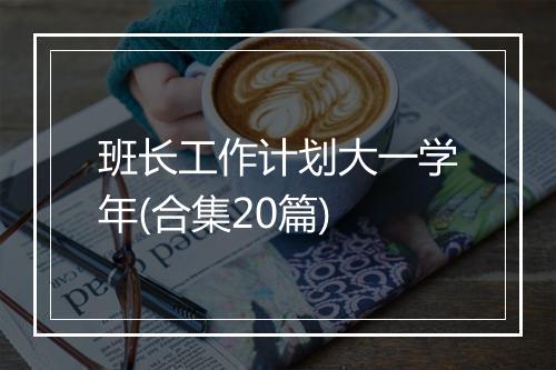 班长工作计划大一学年(合集20篇)