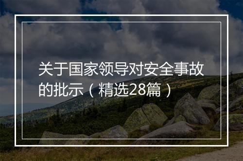 关于国家领导对安全事故的批示（精选28篇）