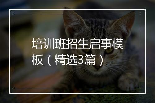培训班招生启事模板（精选3篇）