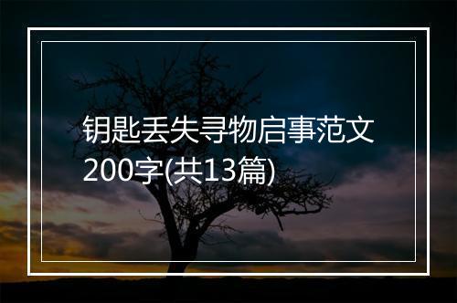 钥匙丢失寻物启事范文200字(共13篇)
