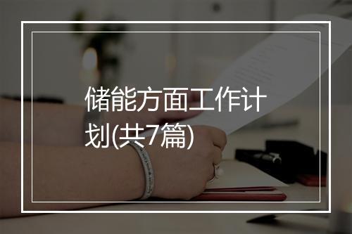 储能方面工作计划(共7篇)