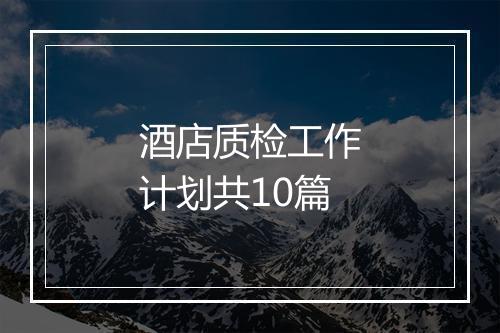 酒店质检工作计划共10篇