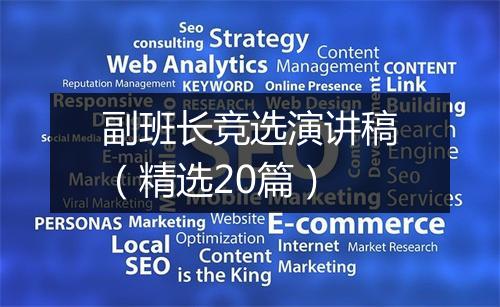 副班长竞选演讲稿（精选20篇）