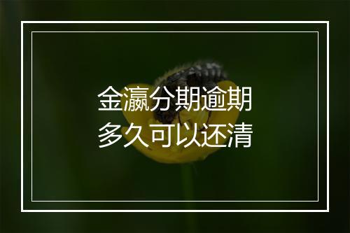 金瀛分期逾期多久可以还清