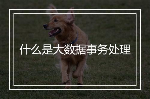 什么是大数据事务处理