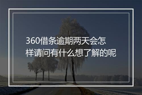 360借条逾期两天会怎样请问有什么想了解的呢