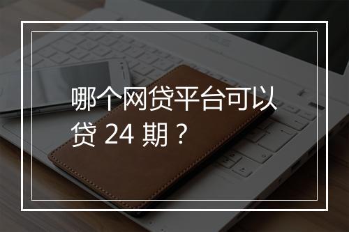哪个网贷平台可以贷 24 期？