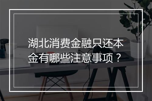 湖北消费金融只还本金有哪些注意事项？