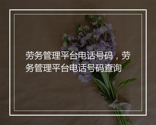 劳务管理平台电话号码，劳务管理平台电话号码查询