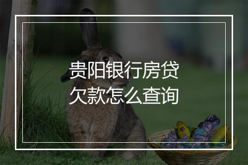 贵阳银行房贷欠款怎么查询