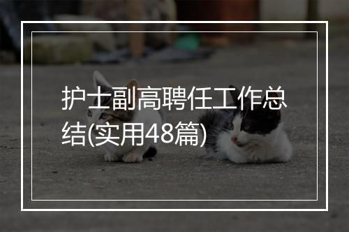 护士副高聘任工作总结(实用48篇)