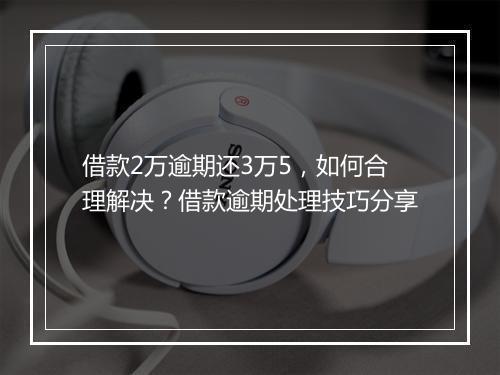 借款2万逾期还3万5，如何合理解决？借款逾期处理技巧分享