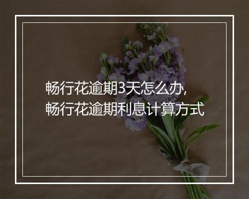 畅行花逾期3天怎么办,畅行花逾期利息计算方式