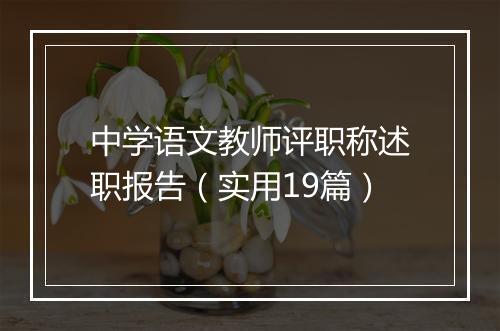 中学语文教师评职称述职报告（实用19篇）