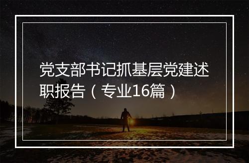 党支部书记抓基层党建述职报告（专业16篇）
