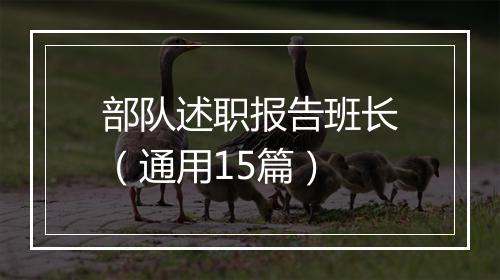 部队述职报告班长（通用15篇）