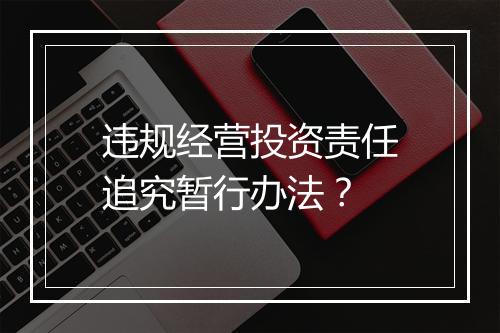 违规经营投资责任追究暂行办法？