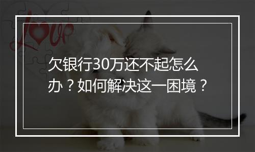 欠银行30万还不起怎么办？如何解决这一困境？