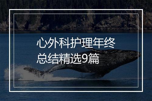 心外科护理年终总结精选9篇