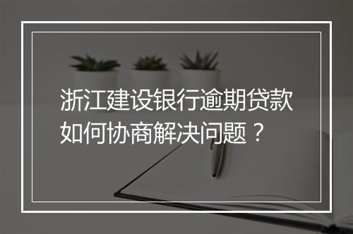 浙江建设银行逾期贷款如何协商解决问题？