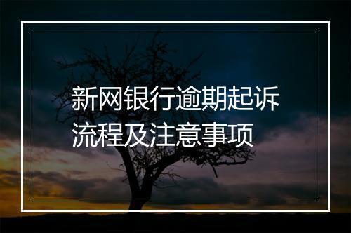 新网银行逾期起诉流程及注意事项