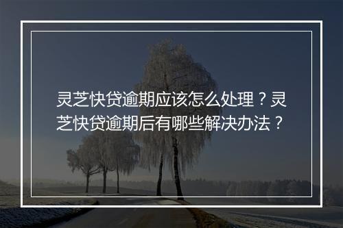 灵芝快贷逾期应该怎么处理？灵芝快贷逾期后有哪些解决办法？