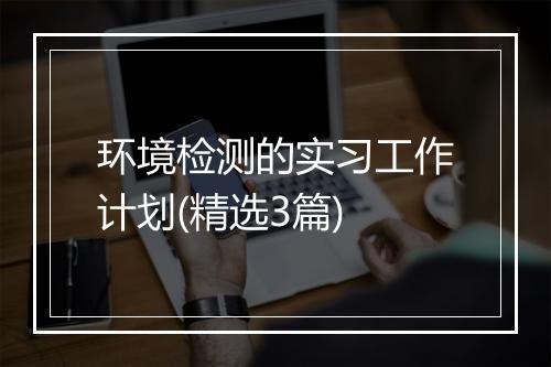 环境检测的实习工作计划(精选3篇)