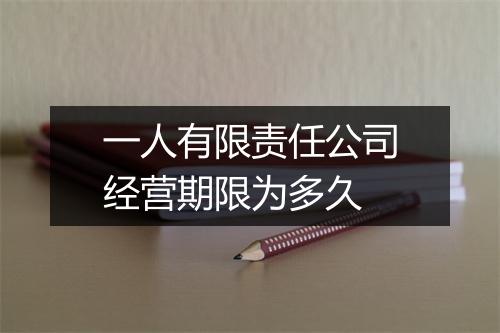 一人有限责任公司经营期限为多久