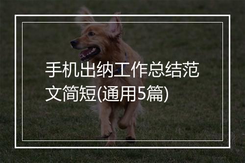 手机出纳工作总结范文简短(通用5篇)