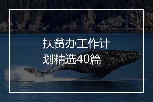 扶贫办工作计划精选40篇