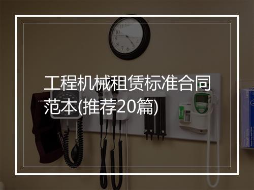 工程机械租赁标准合同范本(推荐20篇)