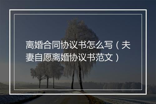 离婚合同协议书怎么写（夫妻自愿离婚协议书范文）