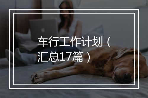 车行工作计划（汇总17篇）