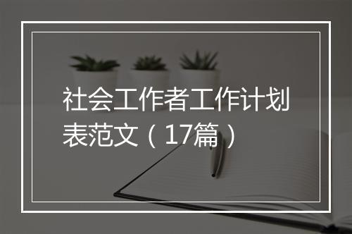 社会工作者工作计划表范文（17篇）