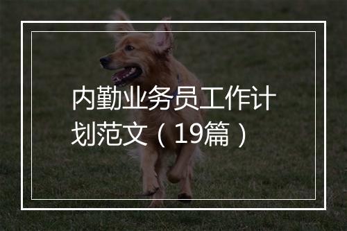 内勤业务员工作计划范文（19篇）