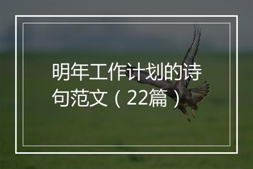 明年工作计划的诗句范文（22篇）