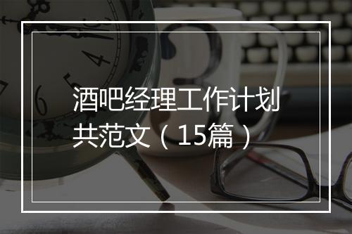 酒吧经理工作计划共范文（15篇）