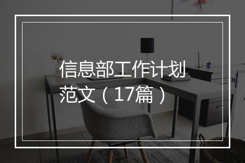 信息部工作计划范文（17篇）